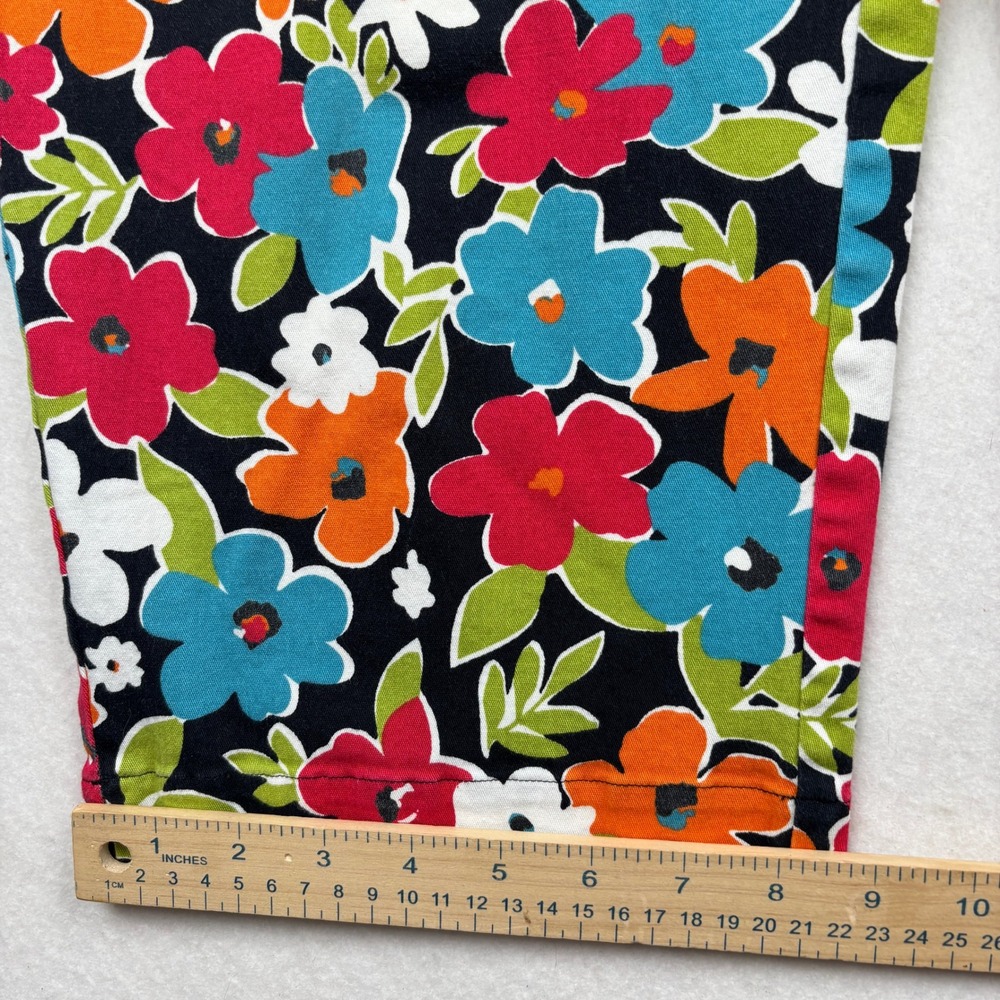 Breckenridge Cropped Pants Womens XL‎ Floral Elastic Waist Bold Retro - Picture 6 of 9